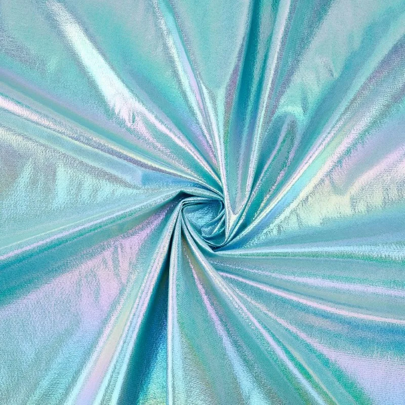 1 Yard Iridescent Fabric Shimmer Sewing Crafting Aquamarine Blue Holograhic Fabric Costume Stage Performance