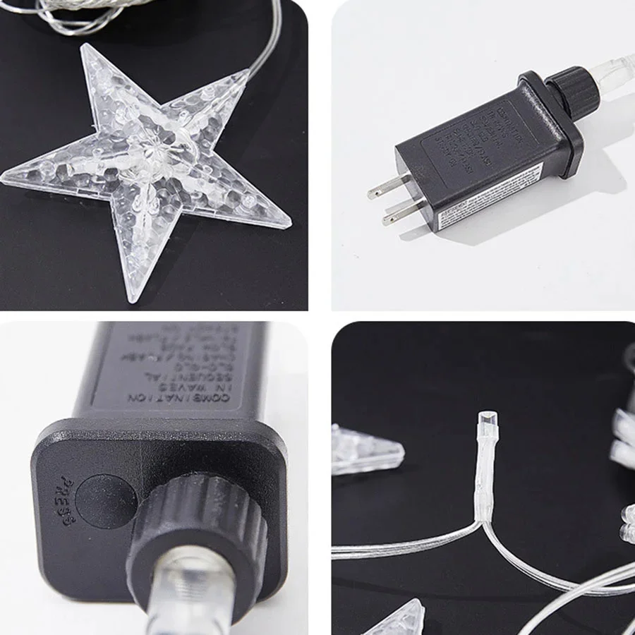 2024 New LED Net Mesh Fairy String Light EU/US Plug 8 Modes Curtains Light Garland for Garden Party Wedding Christmas Decoration