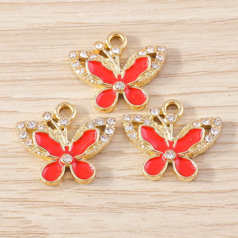 10 Stück 18x16mm Niedliche Tier-Anhänger Kristall-Emaille Schmetterling Charms Anhänger für Schmuckherstellung DIY Ohrringe Halskette Bastelbedarf – Detail 3