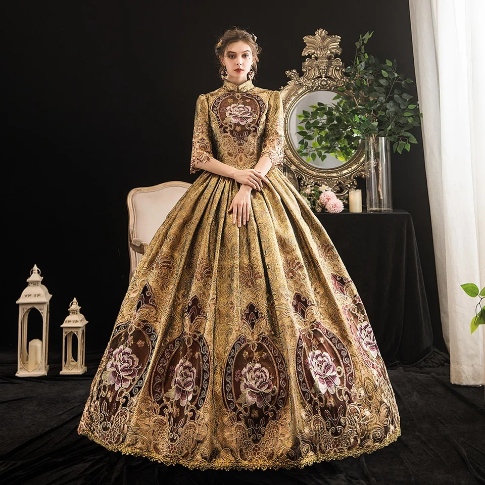 EraSpooky Costume da donna Marie Antoinette Rococò Deluxe - Abito da nobildonna francese del XVIII secolo per Halloween, cosplay e feste a tema