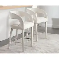 Modern Velvet Counter Height Bar Stools Set of 2 Comfortable Upholstered Stools with Back Armrest Metal Footrest Kitchen Cafe 2