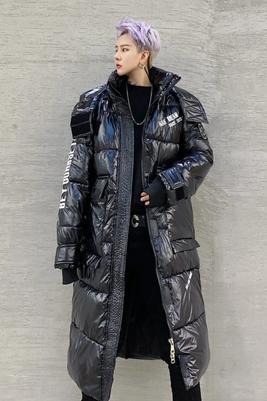 Couple Cotton-Padded Clothes Men 'S Thick Down Cotton Hooded Large Cotton-Padded Jacket Trendy Overknee Long Winter Youth Coat