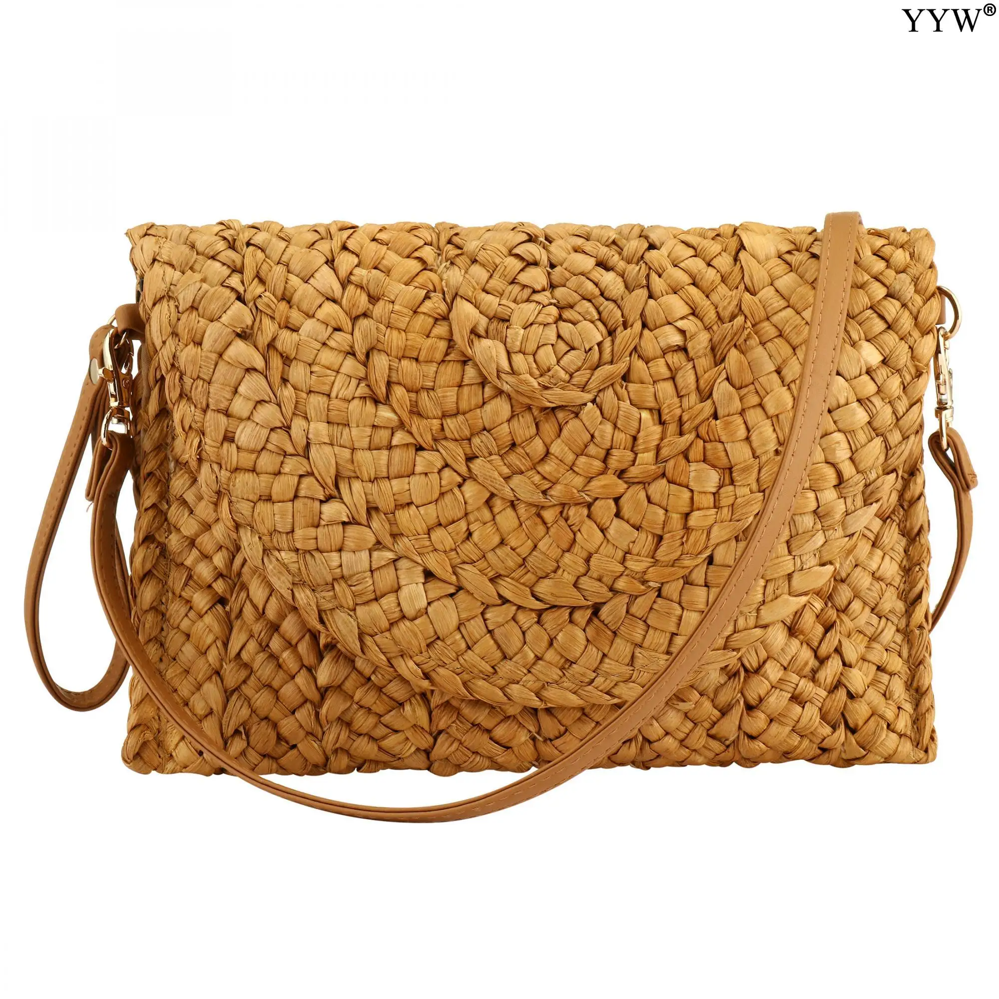 Summer Bucket Straw Bags For Women Woven Shoulder Bag High Quality Handmade Woven Beach Handbags Female Travel Shoulder Bags
