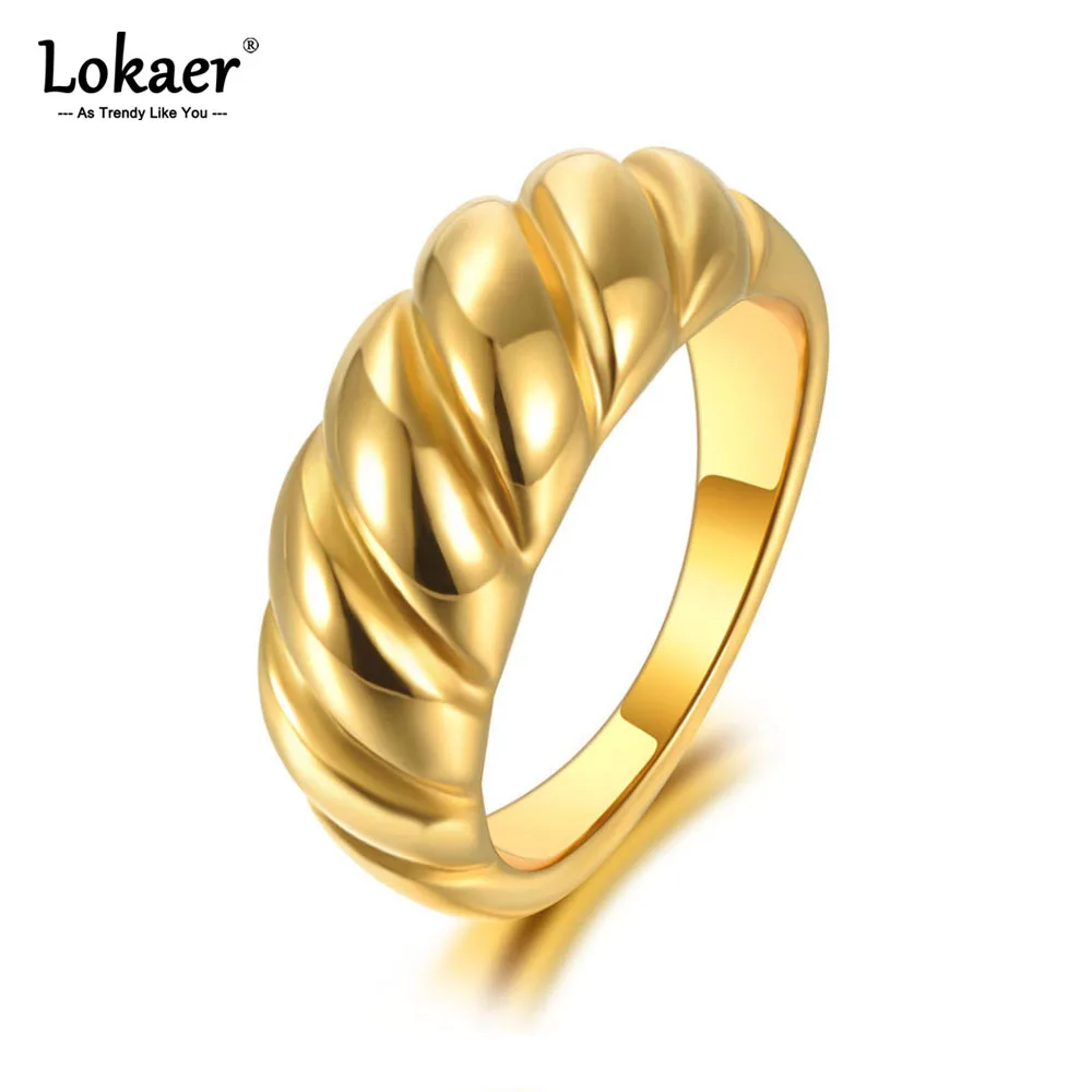 Lokaer Titanium Stainless Steel Twisted Shape Party Ring Wedding Ring For Women