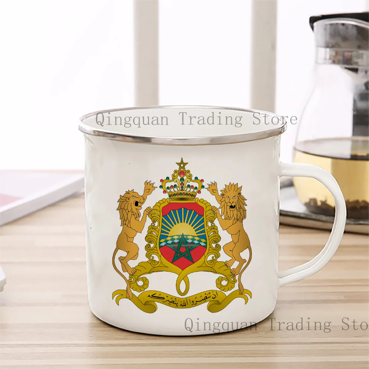 Moroccan Enamelled Ceramic Souvenir Mug, 11oz