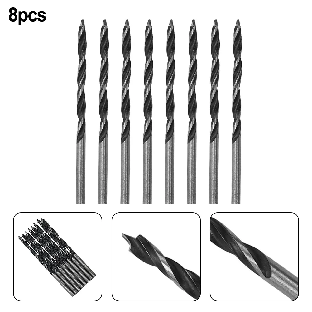 8Pcs 3MM Wood Drill Bit Set For Woodworking Spiral Drill Bit High Carbon Steel Wood Plank Hole Special Twist Drill Bit Hand Tool three point woodworking drill bit perforating support drill electric drill rotary head wood plank hole special twist drill bit