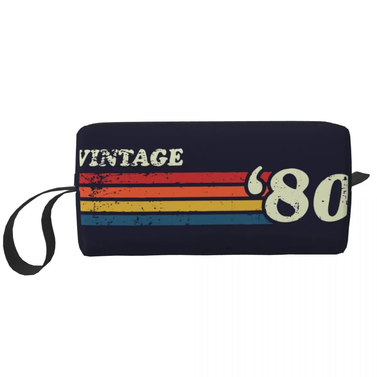 

80's Retro Stripes Makeup Bag Zipper Pouch Travel Cosmetic Bags Born In 1980 40th Birthday Gift Toiletry Bag for Women