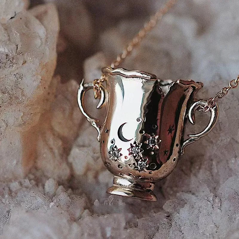 

Чашка звезд: ожерелье в стиле Святого грайла, Европейская и американская мифология, модная металлическая цепочка с ключицами