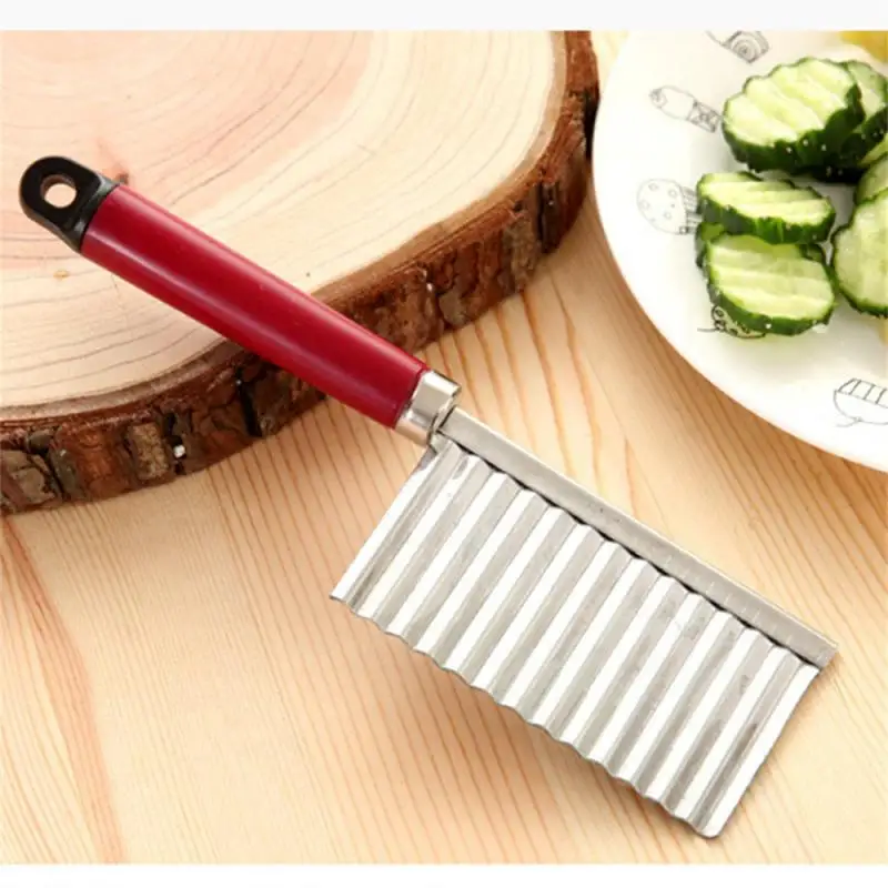 Vegetable Slicer Stainless Steel Potato Chip Slicer Dough Vegetable Fruit Crinkle Wavy Slicer Knife Potato Cutter Chopper French Fry Maker Tool