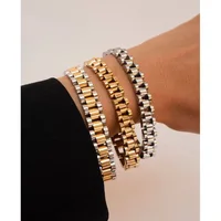 E.B.belle Tarnish Free Stainless Steel Gold Plated Detachable Wristbands Bracelets Bangles For Women Men Gold Wrap Bracelets