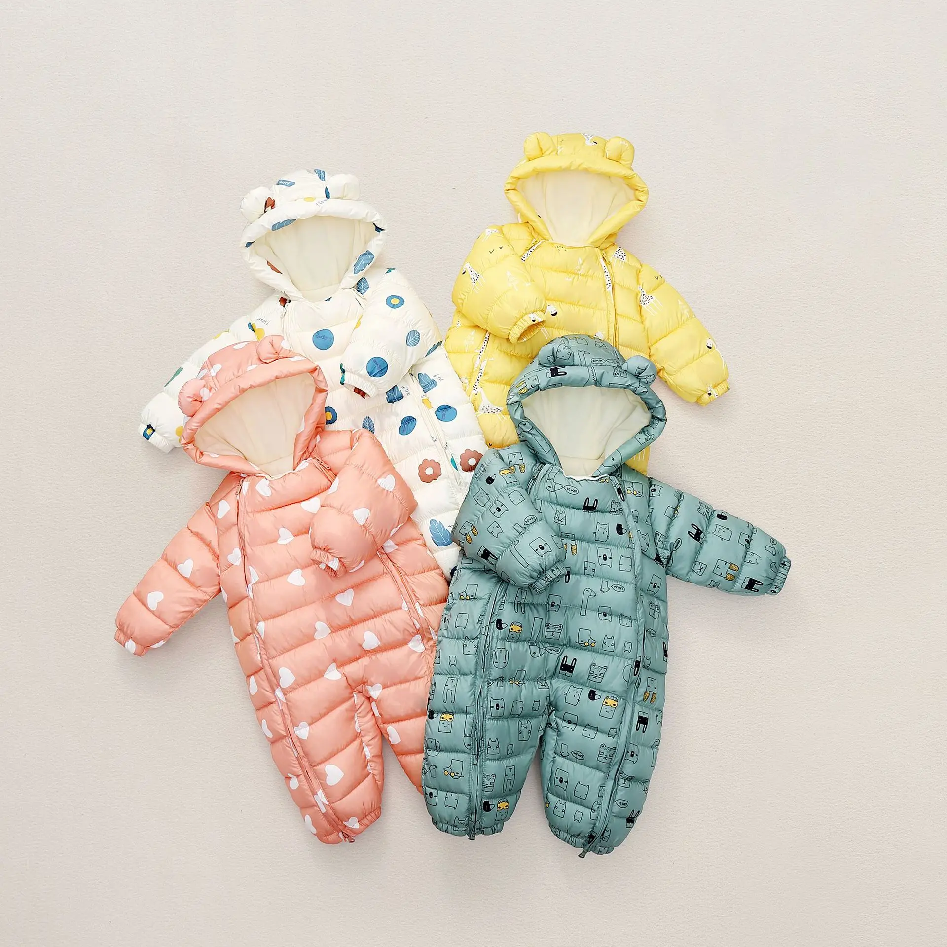 

New Born Autumn Winter Overall for Children Infant Thicken Clothes Boy Hooded Baby Costume Little Girls Clothing Toddler Romper