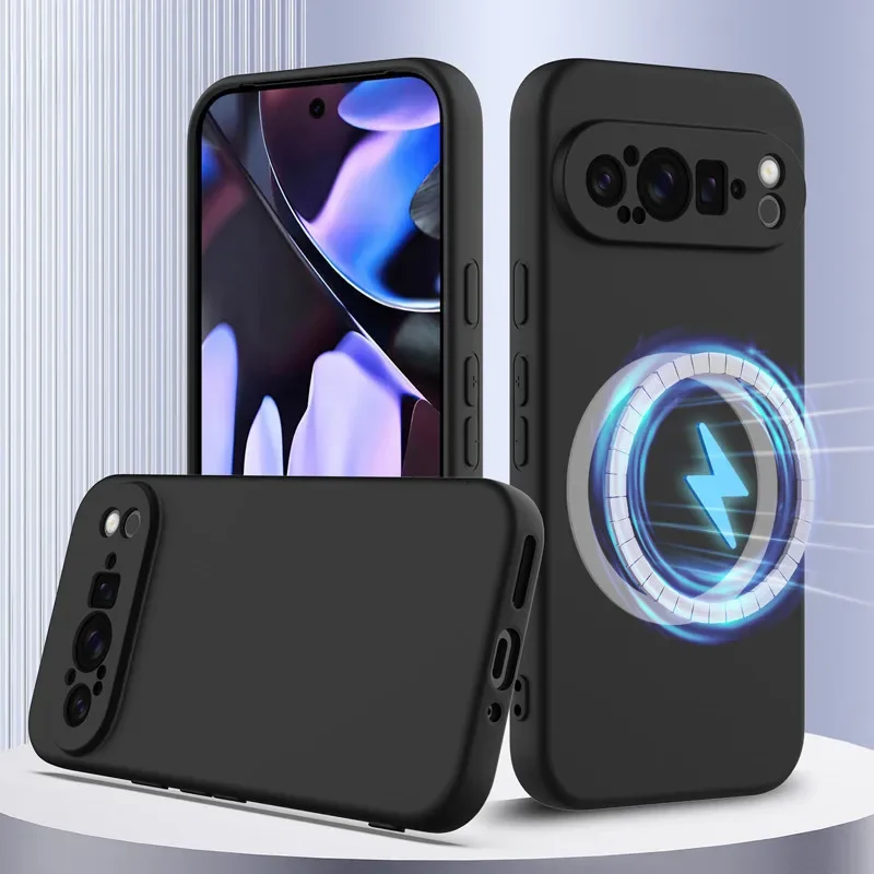 Enhanced Matte Liquid Silicone Anti-Fingerprint Magnetic Wireless Armor Cover