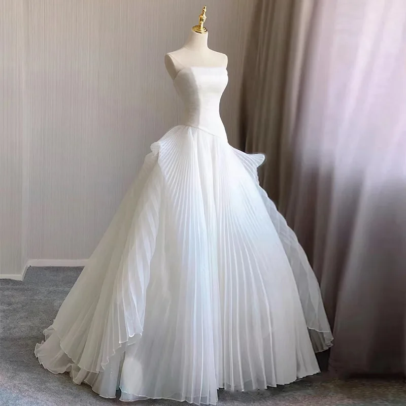 

Bride dresses gala Wedding Long one-piece Dress Bridal French ball Gown formal occasion L0416
