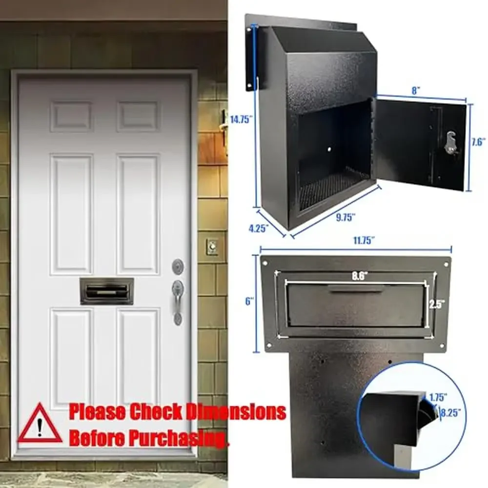 Secure Steel Door Drop Box Mail Slot Key Deposit Money Locking Mailbox Deposit Safe Storage Box Office Home Delivery Night