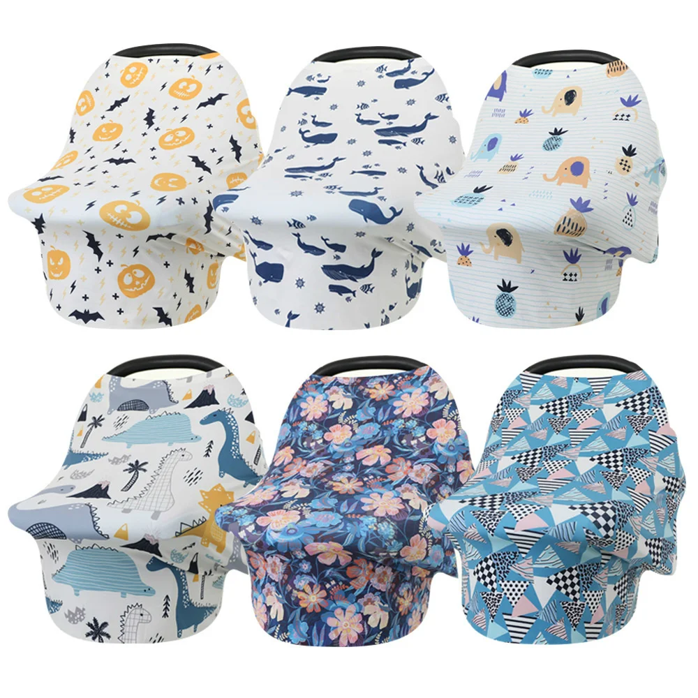 Multifunctional 5 In 1 Baby Breastfeeding Cover Car Seat Cover Canopy Shopping Cart Trendy Scarf Breathable Nursing