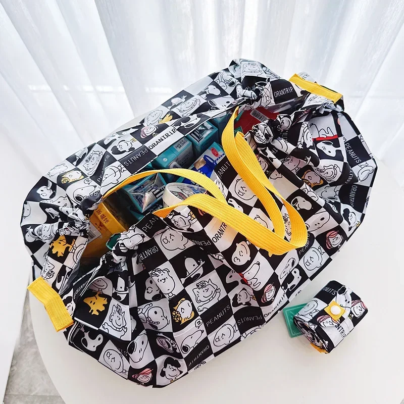 Snoopy Japanese Folding Shopping Bag One Shoulder Women's Fashion Cartoon Environmental Cloth Bag Portable Waterproof Travel 2