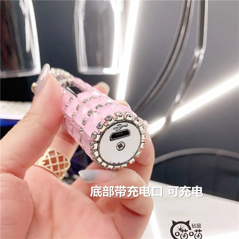 Diamond Double Arc Cute Lighter, Portable Cigarette, USB Charging, Windproof, Induction, Personalized, Cool Gift for Lady