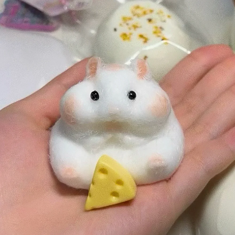 Taba Squishy Toy Mushy Silicone Mochi Toy Fuzzy Cute Hamster Handmade NEW Fidget Toy Relief  Stress Relax Gift 3