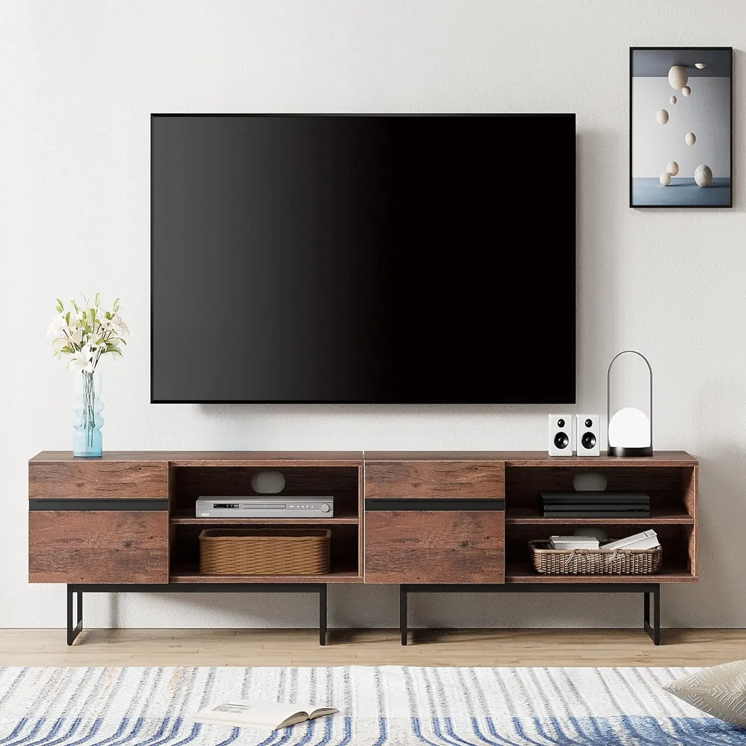 

Modern TV Stand for up to 85/90 inch 2 in 1 Entertainment Center TV Console with Storage Cabinets Media Console for Living Room