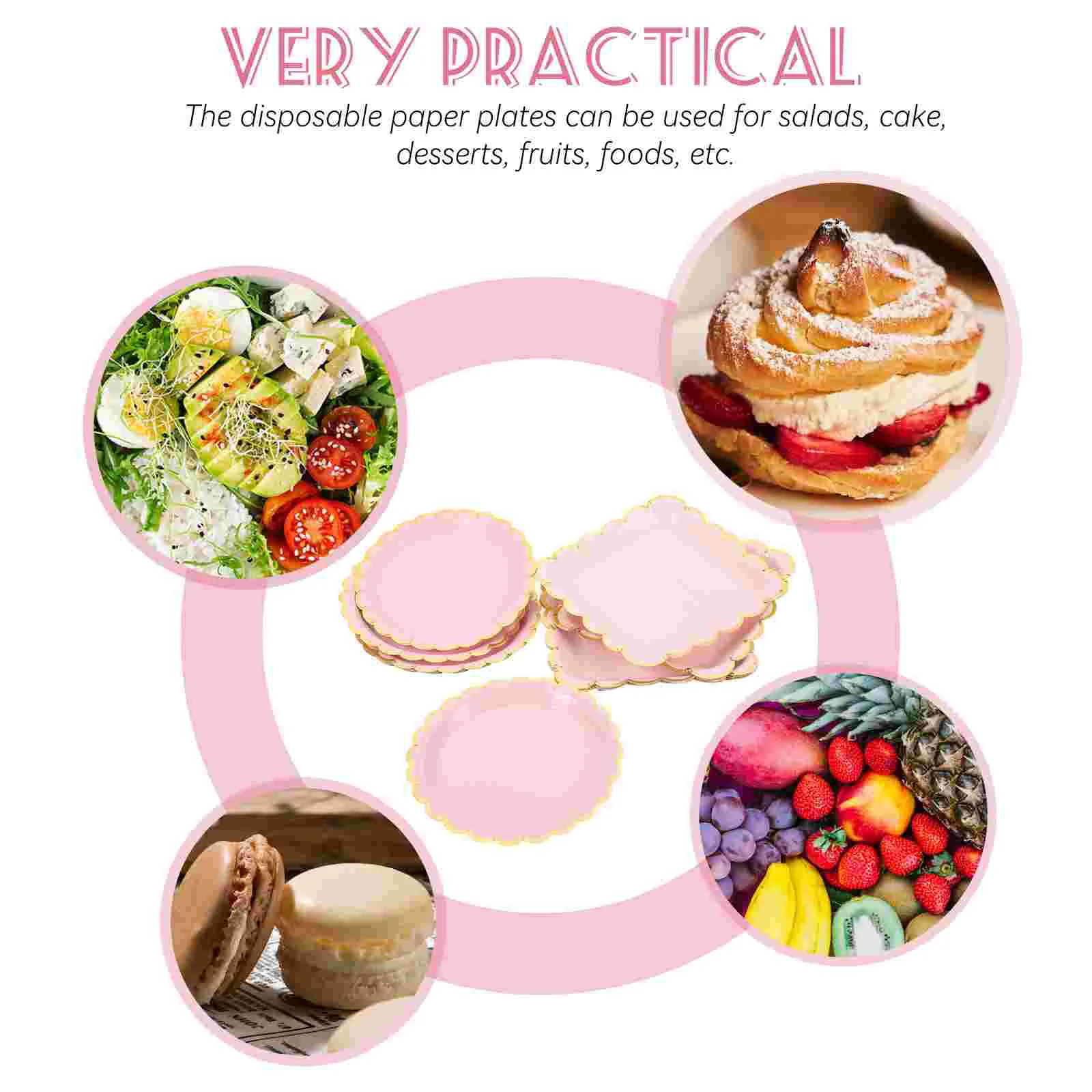 20Pcs Decorative Paper Plates Party Paper Plates Cupcake Storage Trays Disposable Party Dessert