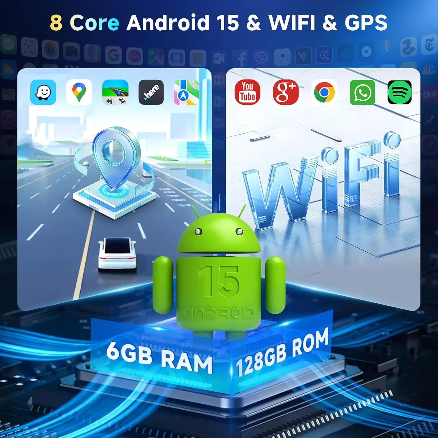 Radio para Auto 2DIN Android Auto Carplay Android 13 GPS Audio para Auto Estéreo de 9 pulgadas FM WIFI BT IPS Reproductor Multimedia Cámara para Automóvil 4