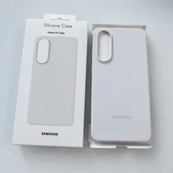 Premium Silky Liquid Silicone Protective Case for Samsung Galaxy S25 Edge 5G - Soft - Touch Back Cover with Protective Housing & Box (White)