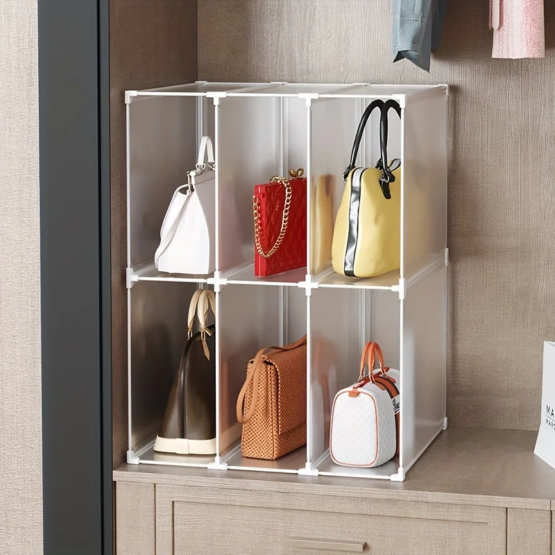 

Handbag Storage Organizer For Closet, Display Case For Purse, Stackable Cube Shelf For Clutch, Wallet, Book, Toys Organization