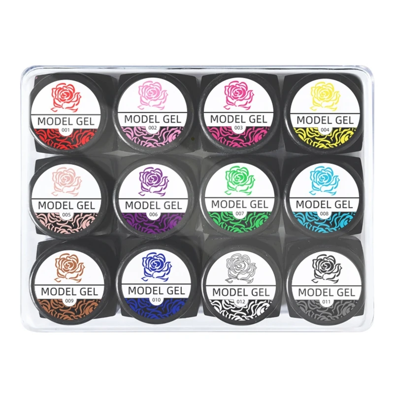 12 Colors/Set 3D Carved Gel Drawing Gel Polish Soak Off