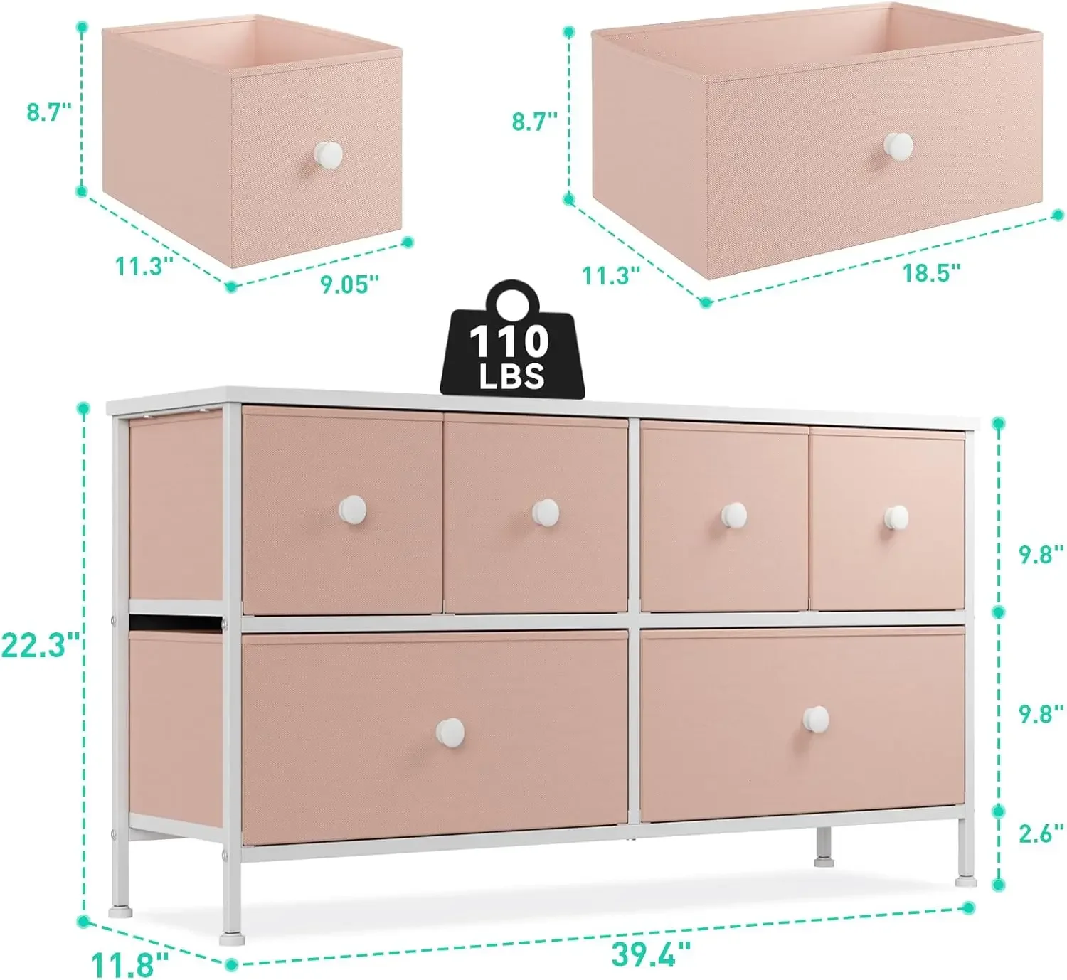 6-Drawer Pink Dresser 3