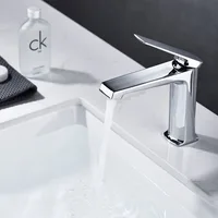 ก๊อกน้ำอ่างล้างหน้าสีเทาปืนขัดเงาทำจากทองแดงทั้งหมด สไตล์หรูหราแบบมินิมอลแบบนอร์ดิก อ่างล้างหน้าใต้เคาน์เตอร์ ก๊อกน้ำร้อนและน้ำเย็น 4