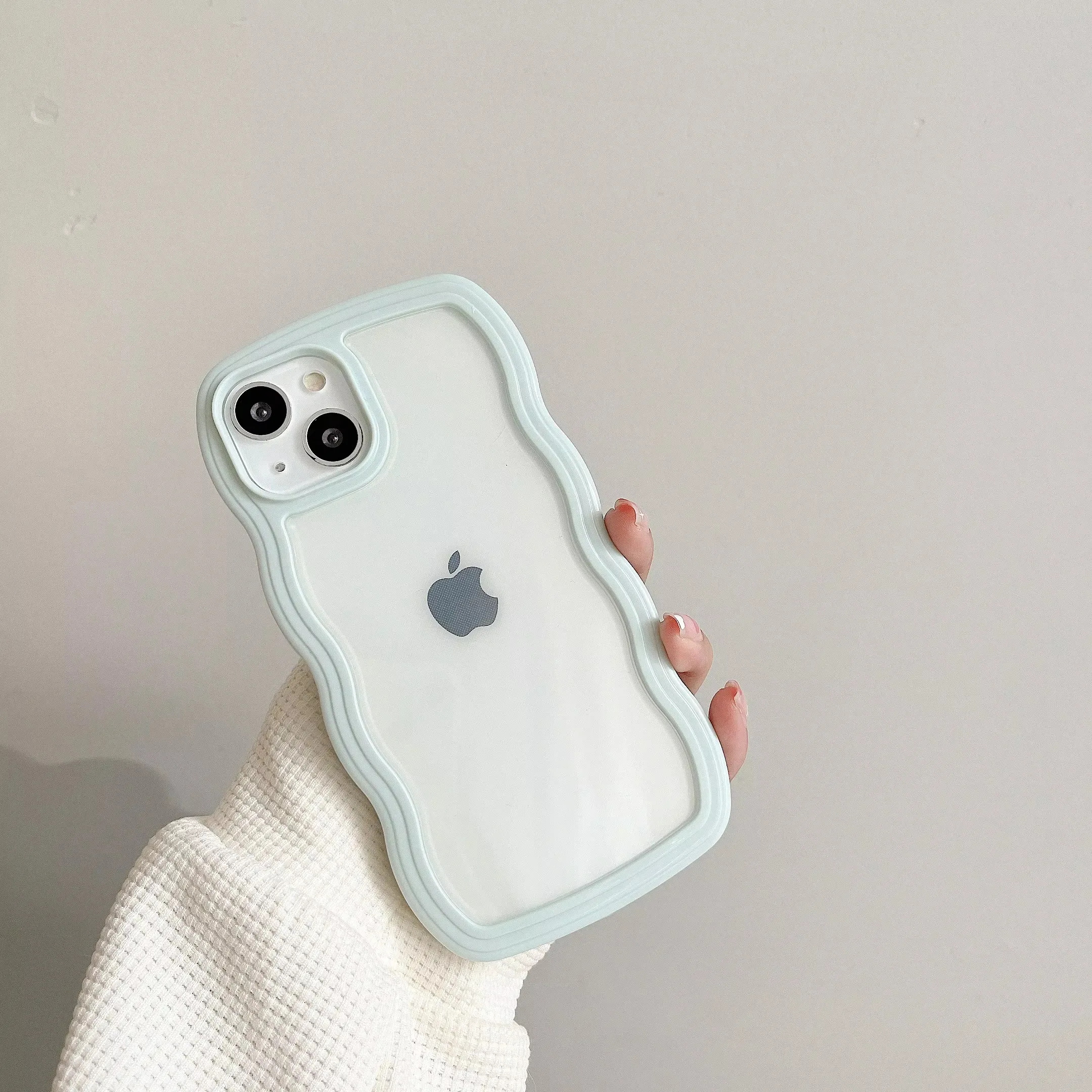 Aesthetic Transparent Curly Wave Shockproof Bumper Phone Case