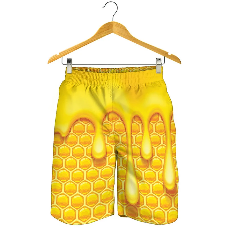 

Cute Bee Honeycomb 3d Printed Beach Shorts Men Kids Fashion Summer Sports Street Short Pants Cool Surf Board Shorts Swim Trunks