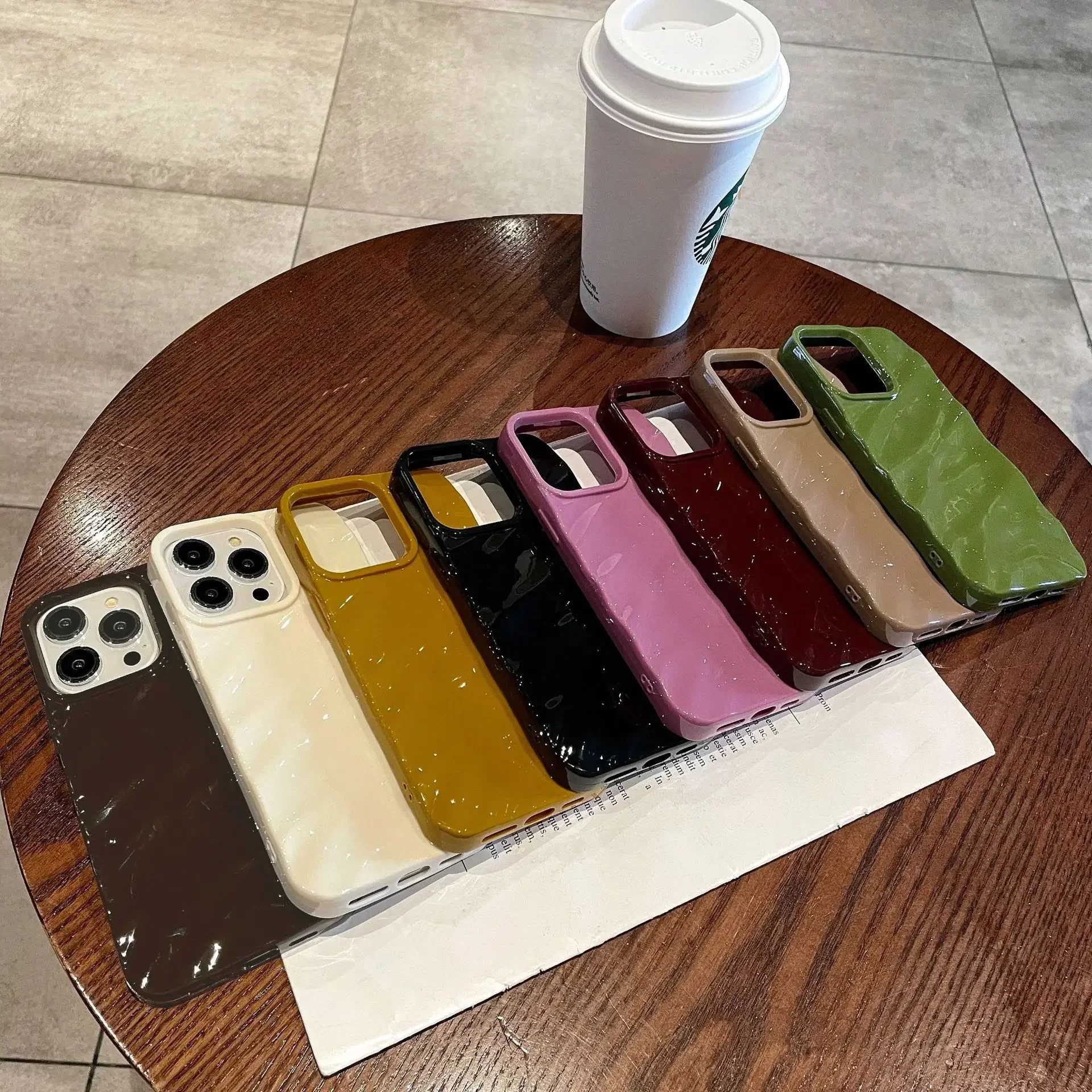 Retro Chocolate Matcha Green Tea Fold Art Phone Case Per Iphone 15 14 13 12 11 Pro Max Xr Xs Max 8 14 Plus Custodia Cute Soft Cover