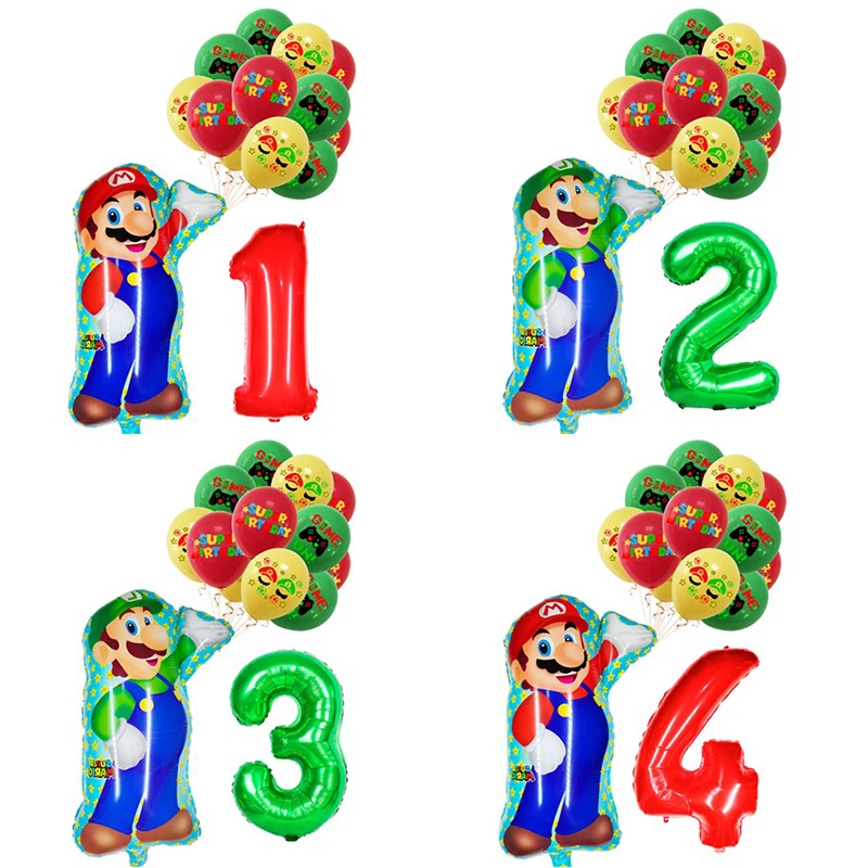 12Pcs Super Mario Party Balloons Compleanno Baloon Luigi Mario Decorazione Palloncino Ad Elio Decorazione Festa Di Compleanno Palloncini Bambini