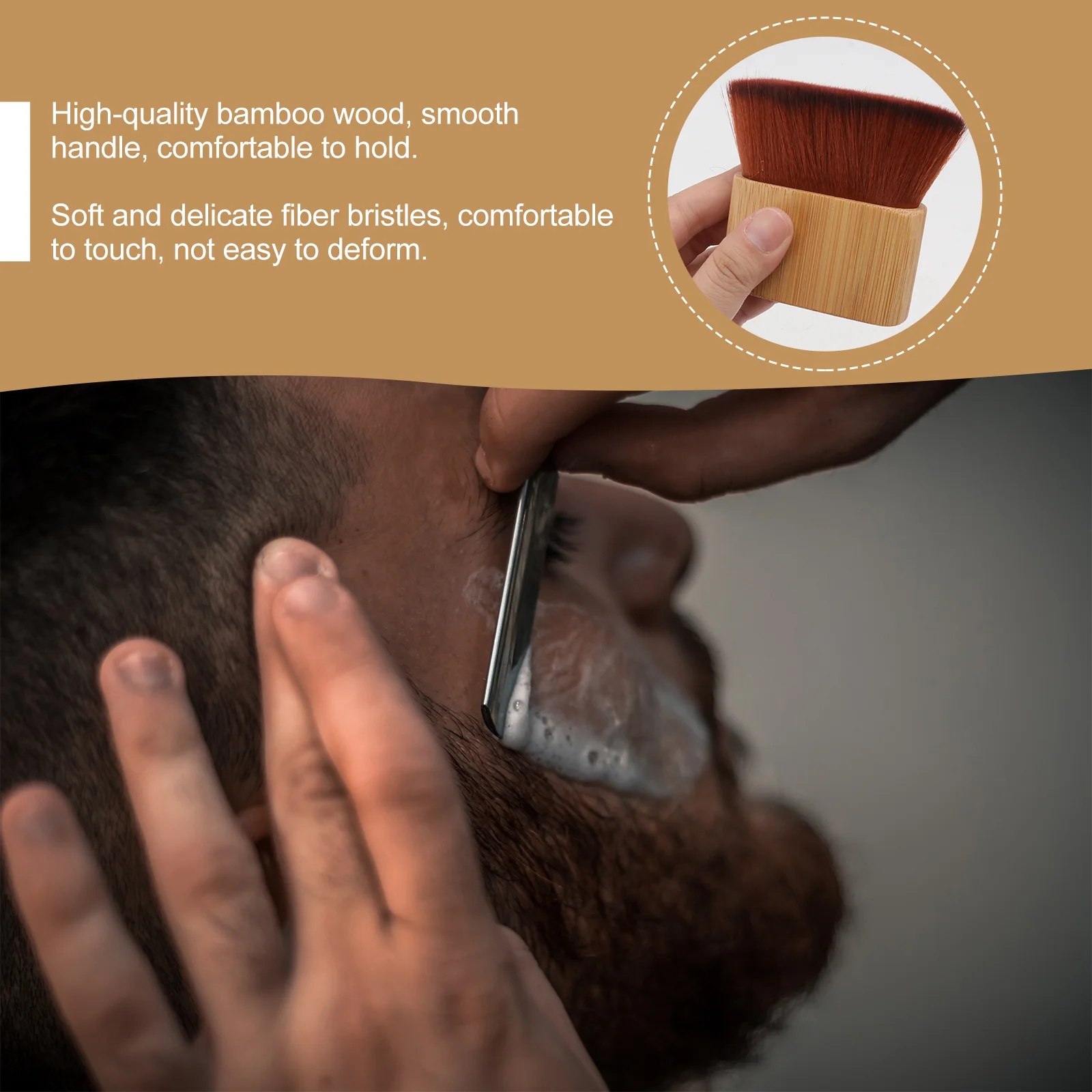 Fiber Hair Bamboo Wood Handle Sweep Hairbrush Hairdressing Brush Household Hairbrush Duster Haircut Cleaning Brush Wrap Tool