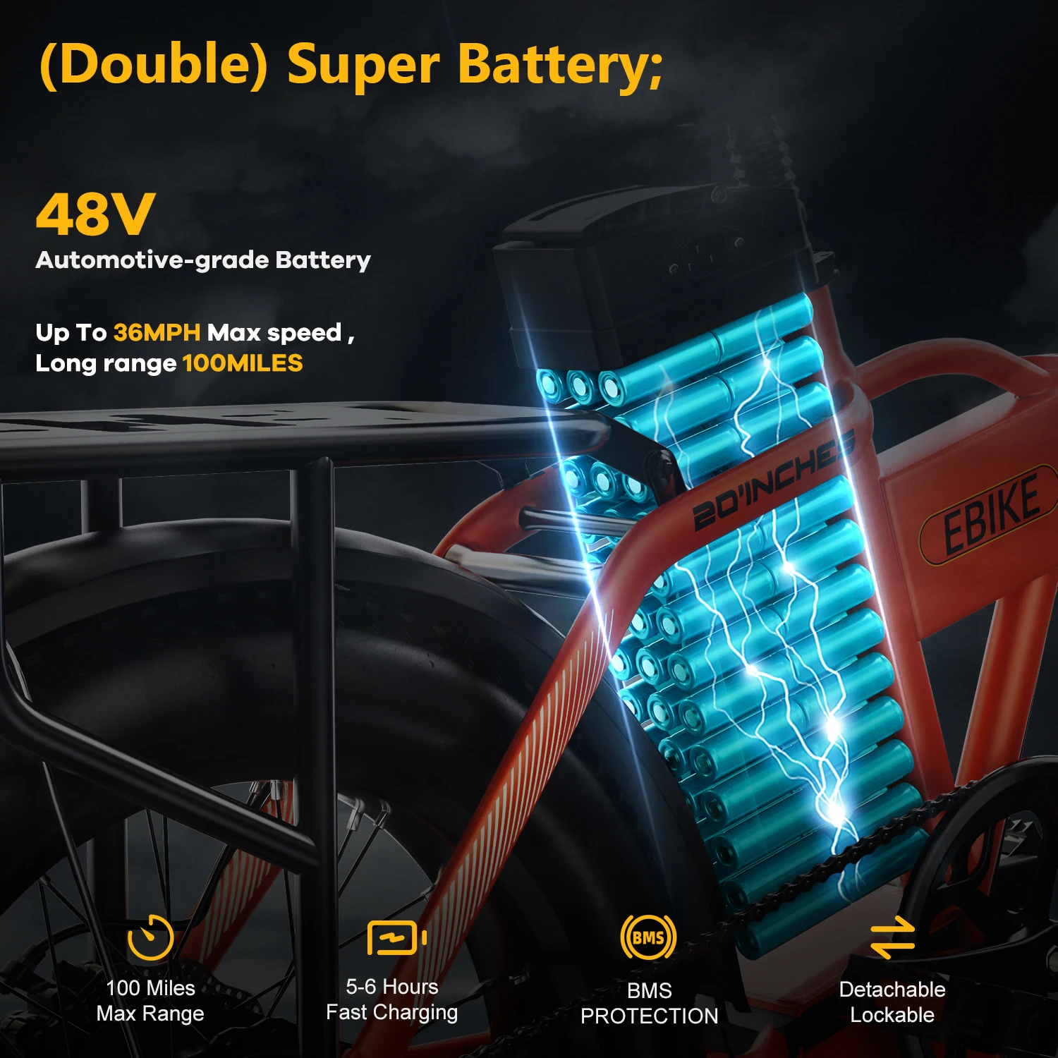 Cybervelo 1000W Folding Electric Bike, 48V 20AH Removable Battery for Adults, 30+MPH 80Miles Max Range, 20"Fat Tire 7-Speed EK4