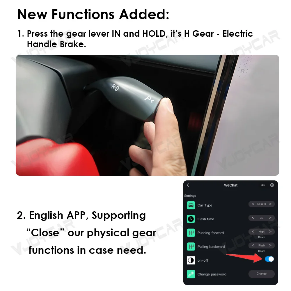 VJOYCAR Upgrade Model Y Juniper Model YL Schalthebel Physischer Schaltgriff-Kit D P R Indikator-Griff für Tesla New Y – Detail 6