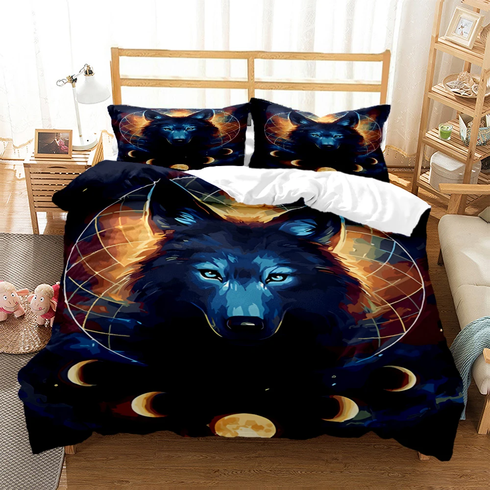 

Wolf Kamado Nezuko Bedding Set Anime Demon Slayer Printed Duvet Covers Pillowcases Comforter Bedding Set Bedclothes Bed Linen