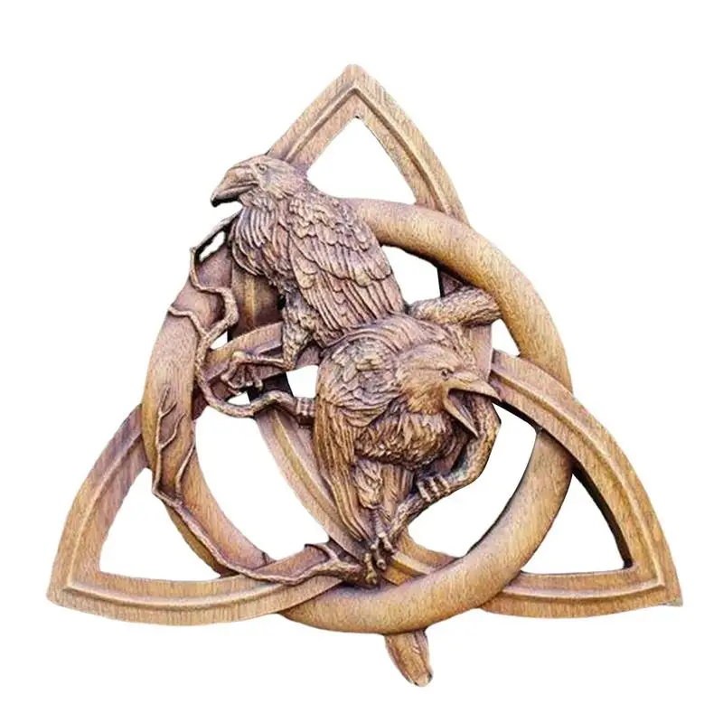 Norse Pagan Gods Carving Heathen Norse Rune Wood Wall Hanging Decor Yard Garden Statue Decorazione Della Casa Porta Pendente Appeso