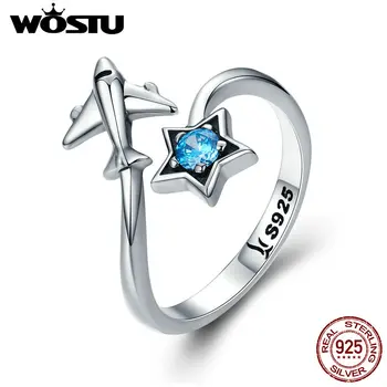 WOSTU 100% Real 925 Sterling Silver Faraway Rings For Women Party Jewelry Gift Clear CZ Adjusetable Rings CQR623