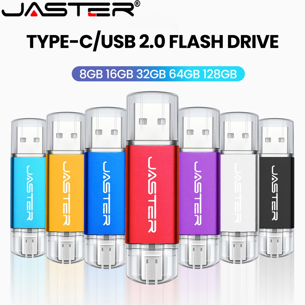 TYPE-C USB Flash Drives 128GB 2in1 USB Stick Red Black 64GB Mini Metal Pen Drive 32GB Creative Gift Pendrive Black USB-C U Disk 1