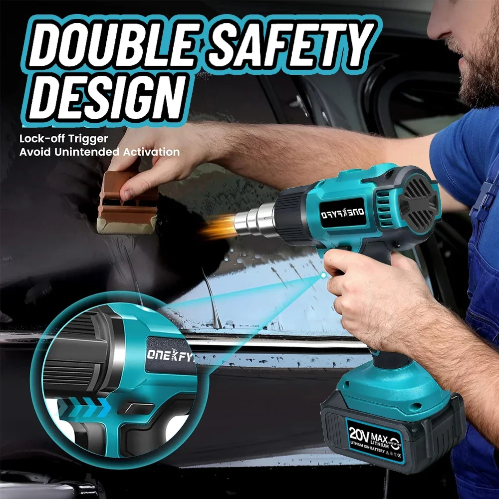 Cordless Handheld Hot Air Gun Temperatures Adjustable with 3 Nozzles Electric Heat Gun for Makita 18V Lithium Battery Power Tool 3