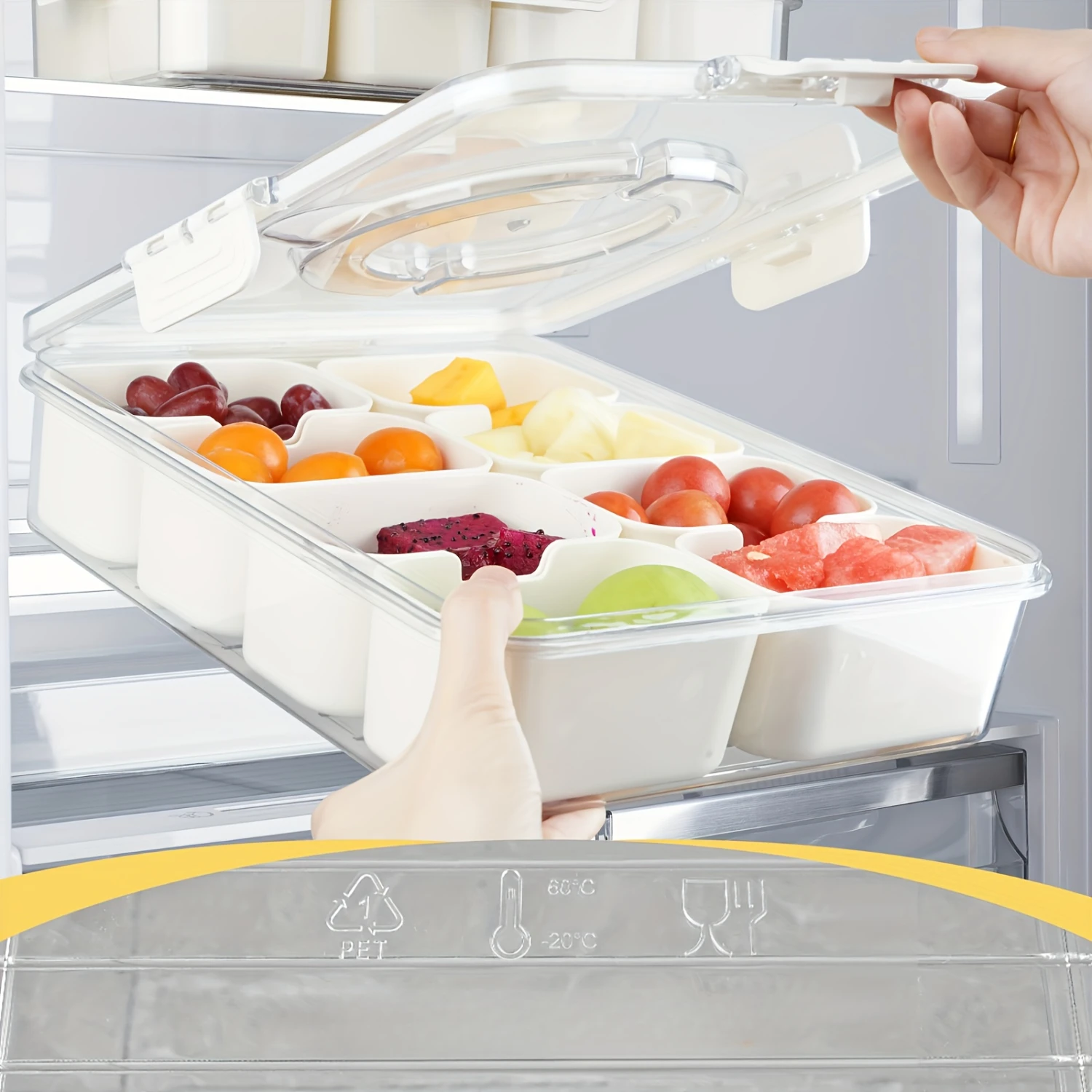 Stackable Plastic Food Serving Tray with Lid 8 Detachable Mini Boxes for Snacks, Salads, and Candy-for Organization