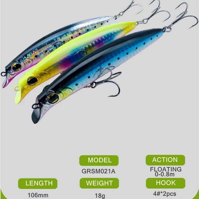 GREENSPIDER NEW Wobblers 106mm 18g Floating Hard Bait Minnow Crank Fishing  lures Sea Bass Fresh Salt water - AliExpress