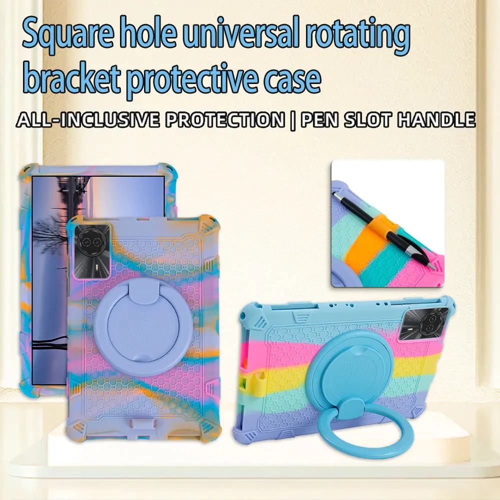 Soft Bubble Rotating Stand Shockproof Kids Tablet Case,