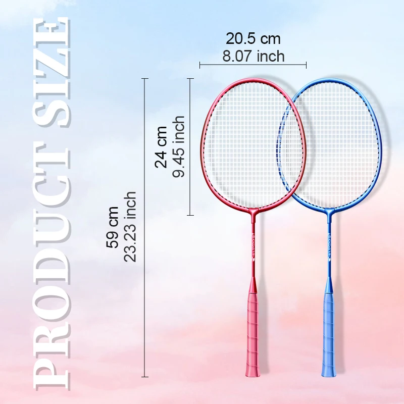 Kids Badminton Racket Set 2U Iron Alloy Junior Beginner Children Tennis Outdoor Badminton Bags Anti Slip Professional Ultralight