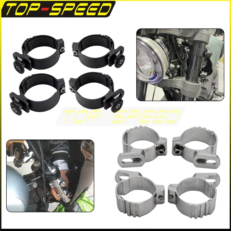 4x Front Fork Mount Clamps 35-55mm Windshield Fairing Bracket Hardware Support For Harley Dyna Street Bob Low Rider S Wide Glide