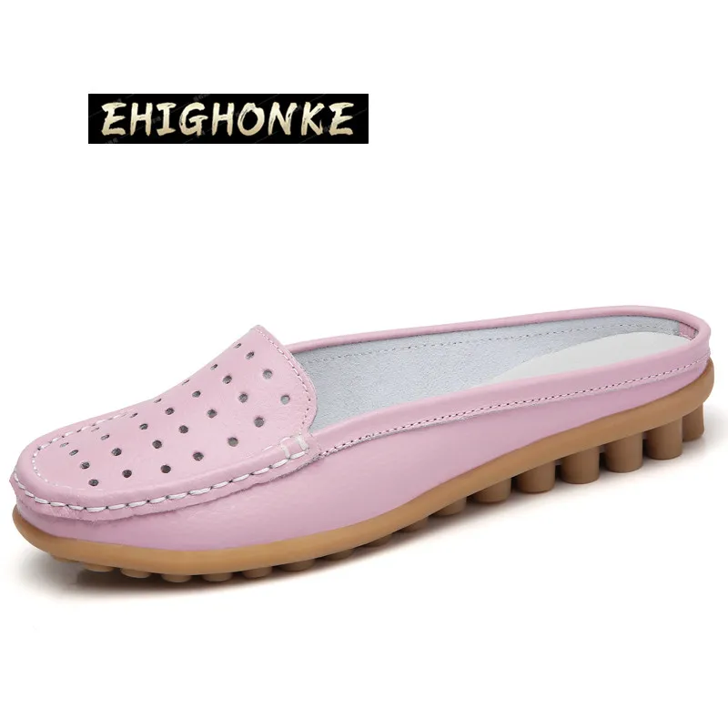 

New Mother Shoes 's Slippers Leather Solid 0color Casual Shoes Ladies Slippers Pea Shoes Clogs Boots Round Toe Spike Heels Ankle