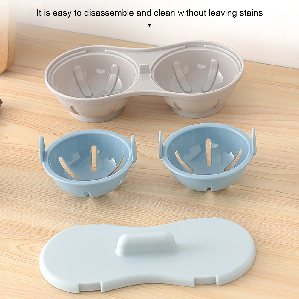 Creative Microwave Egg Poacher Cookware Double Cup Dual Cave Capacity Design Egg Cooker Egg Poaching Cups Kitchen Accessories