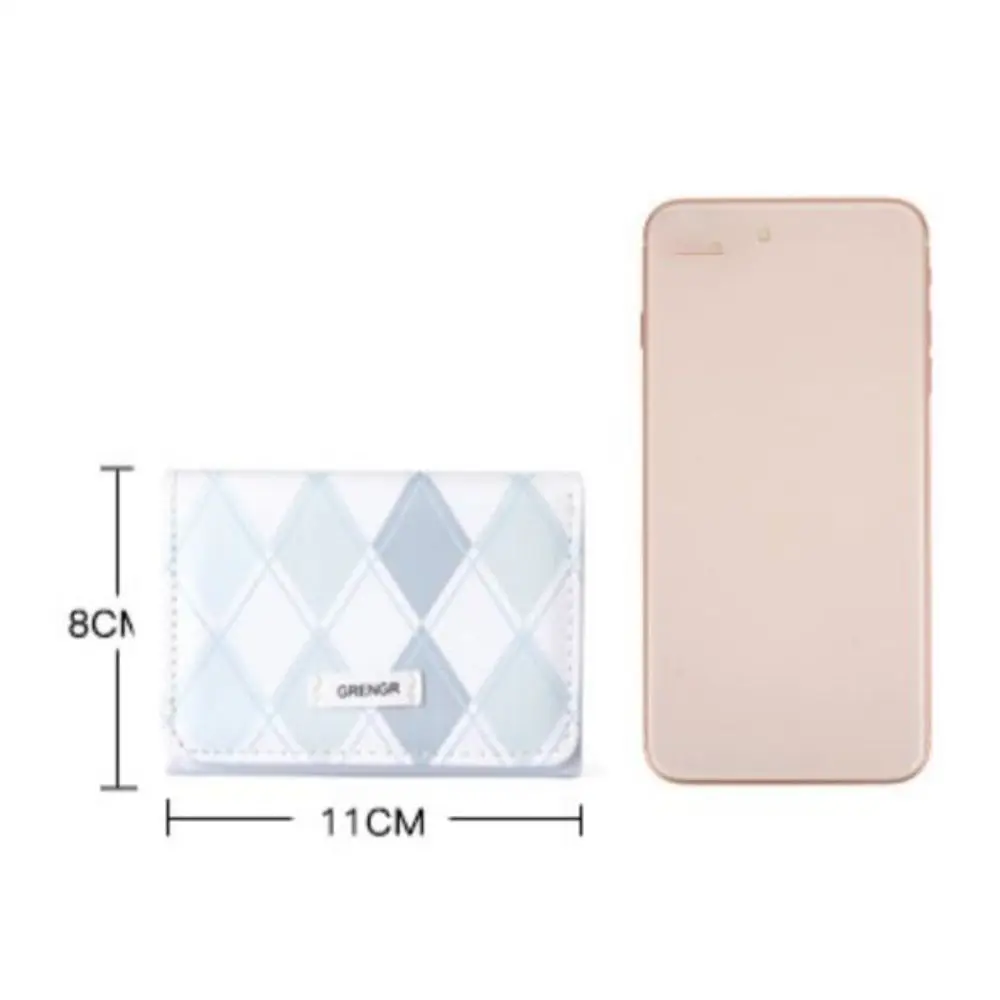 Fashion Blue Card Bag With Checkered Pattern Multifunctional Card Wallet PU Simple Credit Card Holder Female 6